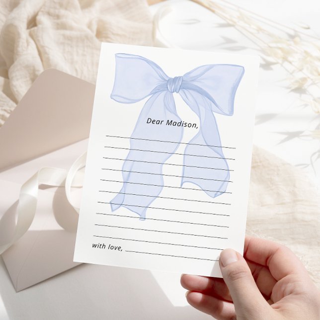 Elegant Blue Bow 1st Birthday Time Capsule Card (Creator Uploaded)