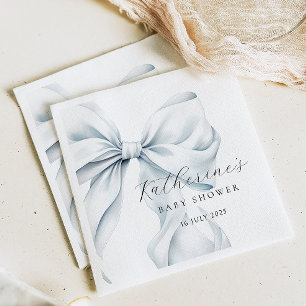 Elegant Blue Bow Baby Baby Shower Napkin