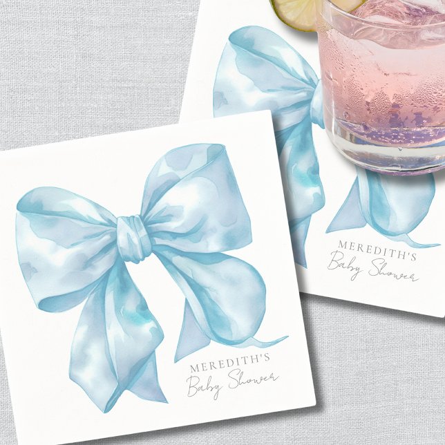 Elegant Blue Bow Baby Shower Napkin (Elegant Blue Bow Baby Shower Napkins)