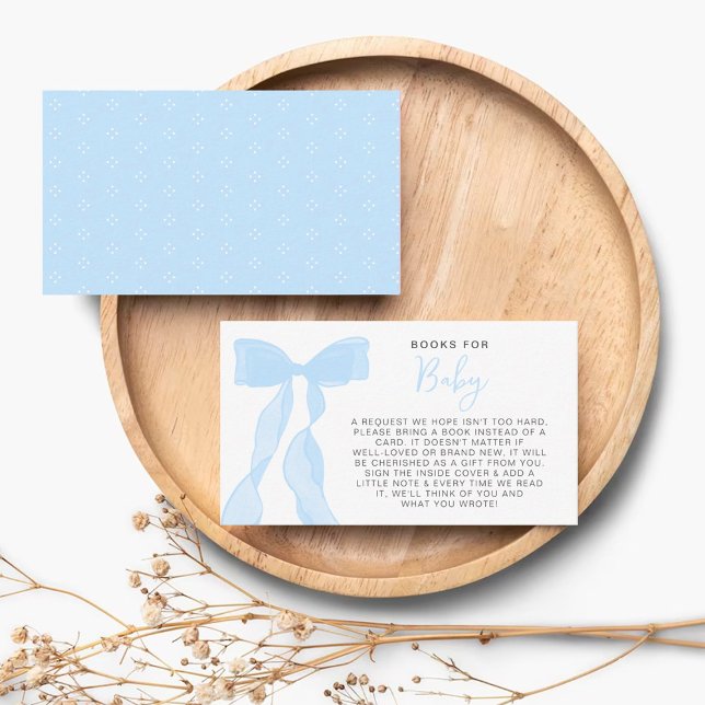 Elegant Blue Bow Books For Baby Baby Shower Enclosure Card (Creator Uploaded)