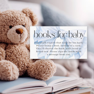 Elegant Blue Bow Books for Baby Enclosure Card