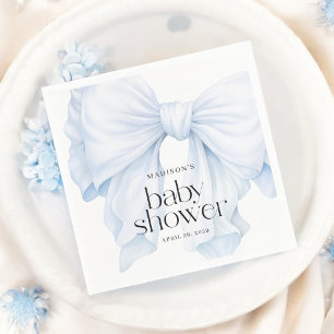 Elegant Blue Bow Boy Baby Shower Napkin
