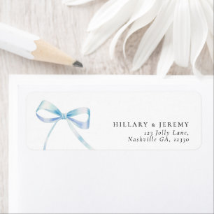 Elegant Blue Bow Boy Baby Shower Return Address  Return Address Label