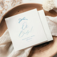 Elegant Blue Bow Boys Baby Shower