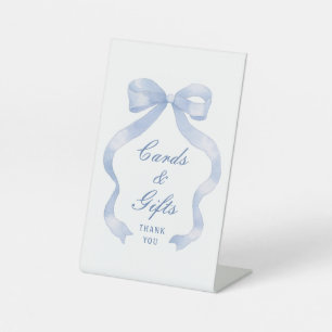 Elegant Blue Bow Cards & Gifts Pedestal Sign