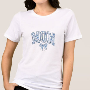 Elegant Blue Bow Chinoiserie Mum  Tri-Blend Shirt