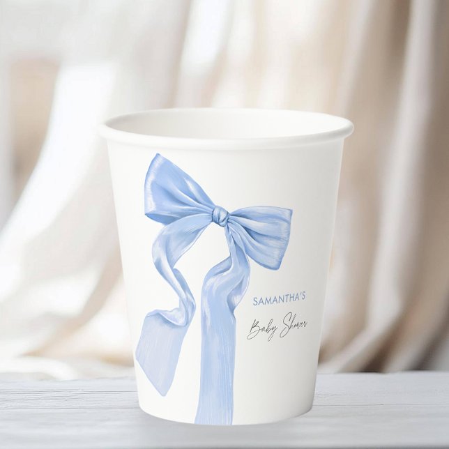 Elegant Blue Bow Coquette Baby Shower Paper Cups (Creator Uploaded)