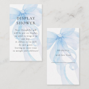 Elegant Blue Bow Display Baby Shower Enclosure Card