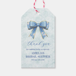 Elegant Blue Bow Engagement Party Invitation Gift Tags