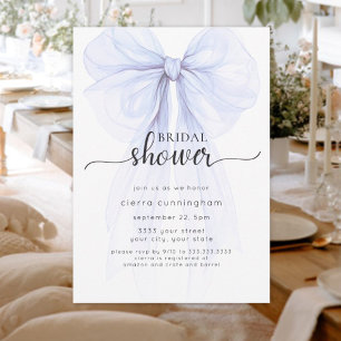 Elegant Blue Bow Minimal Bridal Shower Invitation