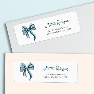 Elegant Blue Bow Return Address Label