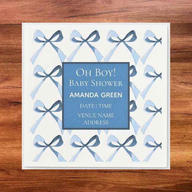 Elegant Blue Bows Baby Shower Napkin (Creator Uploaded)