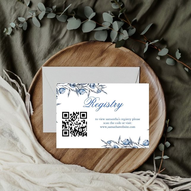 Elegant Blue bridal shower or baby shower registry Enclosure Card (Creator Uploaded)