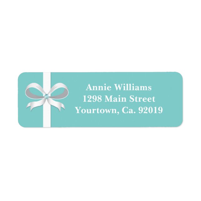 Elegant Blue Bridal Shower Return Address Label (Front)