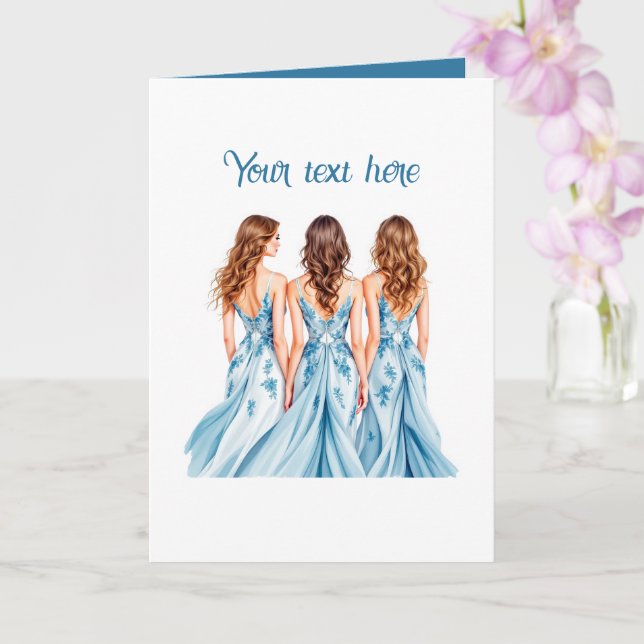 Elegant blue Bridesmaid customisable Card (Orchid)