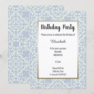 ELEGANT BLUE BRONZE PATTERN BIRTHDAY INVITATION
