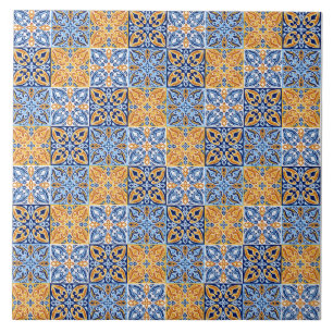 Elegant blue& brow yellow Italian  pattern  Ceramic Tile
