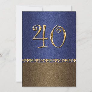 elegant blue brown 40th party invitation