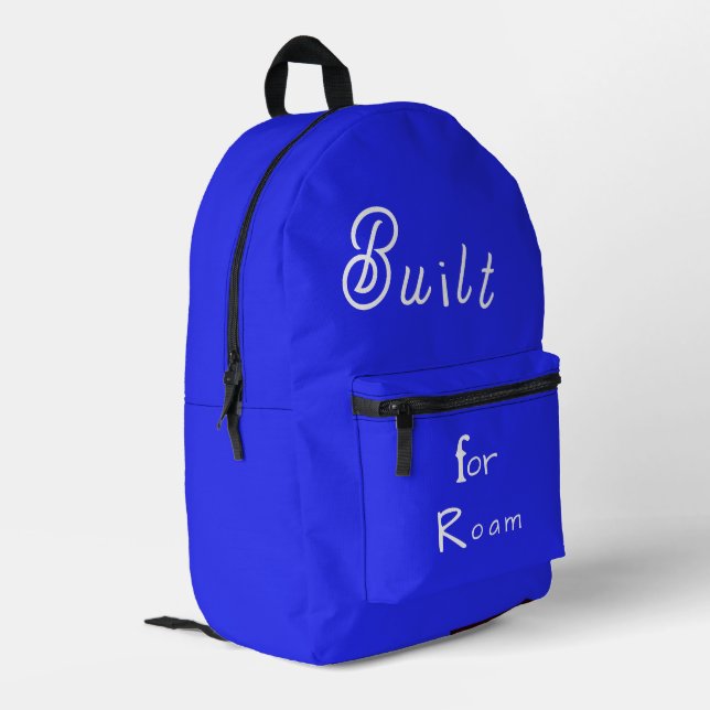 Elegant Blue Built for Roam  Cut Sew Printed Backpack (Back Corner Left)