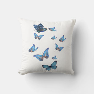 Elegant Blue Butterflies Cushion Bohemian Design