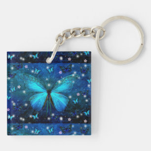 Elegant Blue Butterfly Key Ring