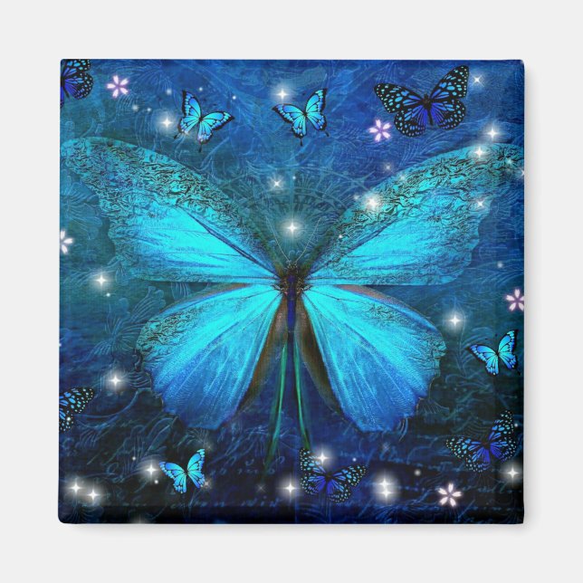 Elegant Blue Butterfly Magnet (Front)