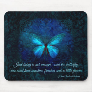Elegant Blue Butterfly Mouse Pad