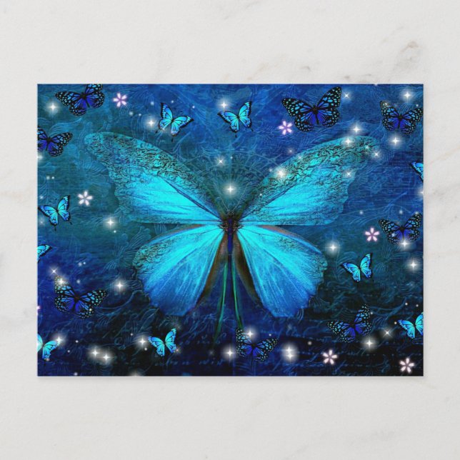 Elegant Blue Butterfly Postcard (Front)