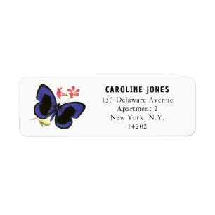 Elegant Blue Butterfly Vintage Return Address Return Address Label
