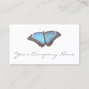 Elegant Blue Butterfly - White Business Card