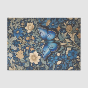 Elegant Blue Butterfly William Morris Inspired Tissue Paper