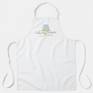 Elegant Blue Cake with Florals Apron