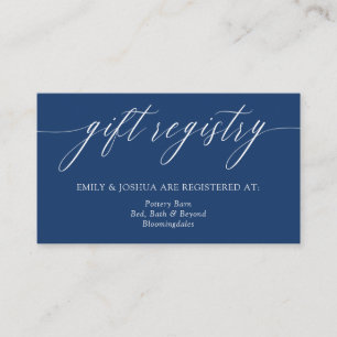 Elegant Blue Calligraphy Gift Registry Enclosure  Card