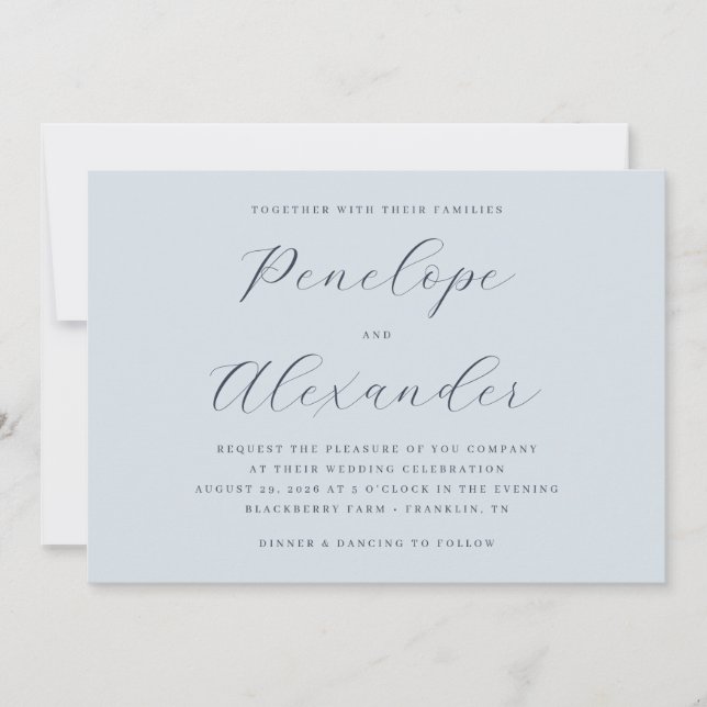 Elegant Blue Calligraphy Invitation (Front)