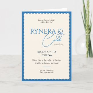  Elegant Blue Calligraphy Wedding Invitation 