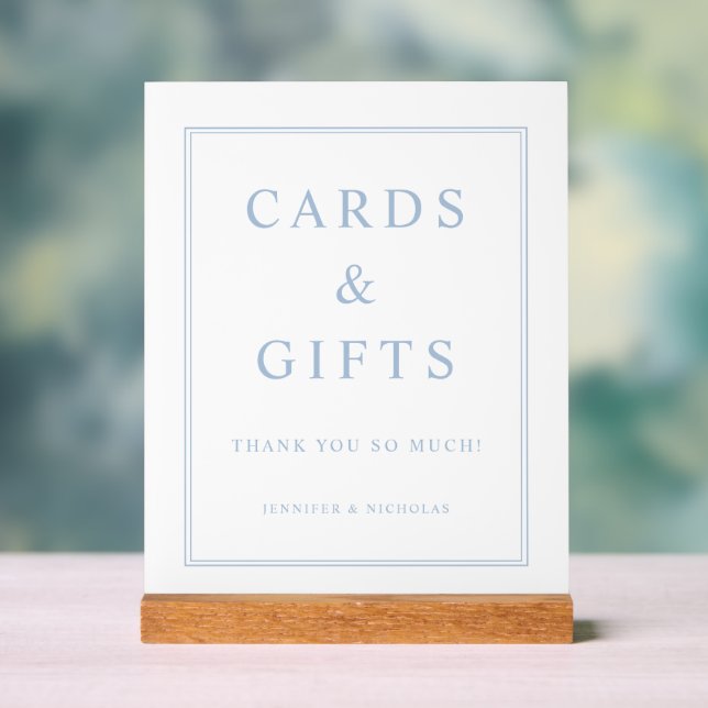 Elegant Blue Cards And Gifts Wedding Acrylic Sign (Neutral)