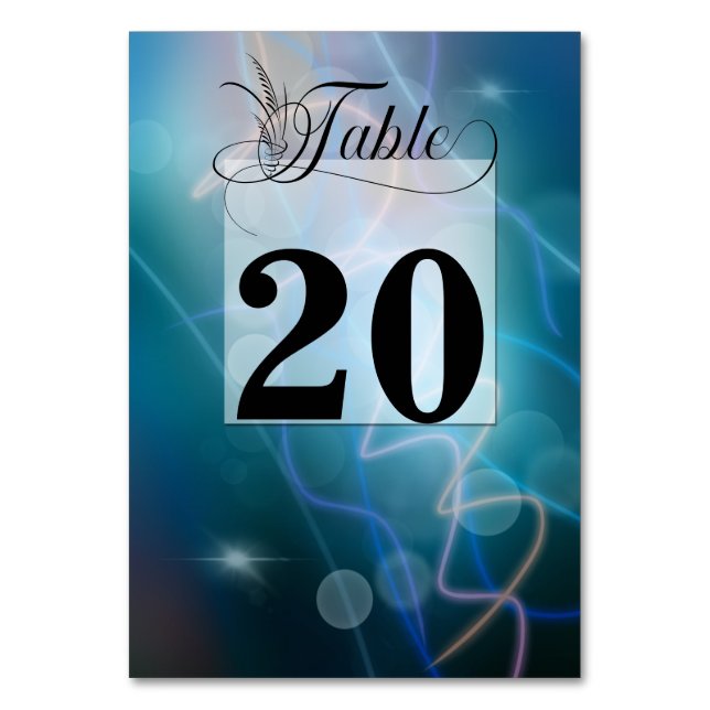 Elegant Blue Celebration Wedding Table Number (Front)