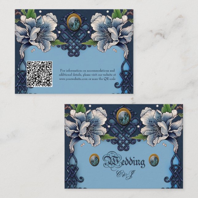 Elegant blue celtic design enclosure card (Front/Back)