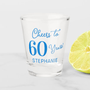 Elegant Blue Cheers to 60 Years 60th Birthday Shot Glass