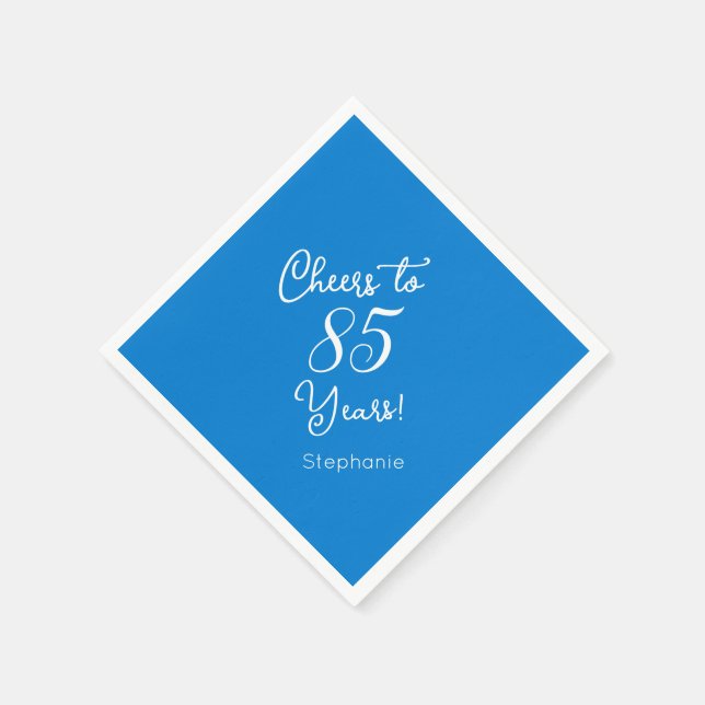 Elegant Blue Cheers to 85 Years 85th Birthday Napkin (Corner)