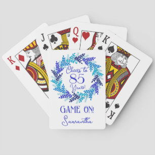 Elegant Blue Cheers to 85 Years Birthday Party Playing Cards