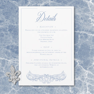 Elegant Blue Chinoiserie Bird Crest Wedding Detail Enclosure Card