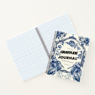 Elegant Blue Chinoiserie Gratitude Journal Cover