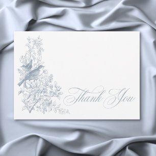 Elegant Blue Chinoiserie Nature Birds Baby Shower Thank You Card