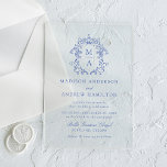 Elegant Blue Chinoiserie Victorian Floral Wedding Acrylic Invitations<br><div class="desc">Introducing our Elegant Blue Chinoiserie Victorian Floral acrylic wedding invitations. A fusion of timeless elegance and delicate beauty, these invitations feature intricate blue chinoiserie motifs surrounding the couple's monogram initials amidst Victorian florals with a transparent acrylic background. Set the stage for your wedding with an acrylic invitation that whispers tales...</div>