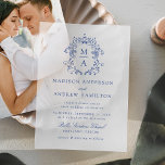 Elegant Blue Chinoiserie Victorian Wedding Vellum Invitations<br><div class="desc">Introducing our Elegant Blue Chinoiserie Victorian Floral vellum wedding invitations, a stunning blend of timeless elegance and delicate beauty. Featuring intricate blue chinoiserie motifs surrounding the couple's monogram initials, complemented by Victorian floral accents, all set against a luxurious sheer vellum background. The subtle calligraphy details add a touch of refinement,...</div>