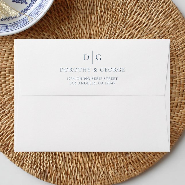 Elegant Blue Chinoiserie Wedding Envelope (Creator Uploaded)