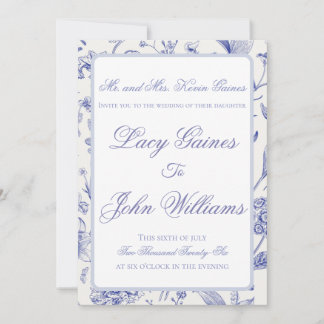 Elegant Blue Chinoiserie Wedding Invitation