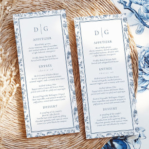 Elegant Blue Chinoiserie Wedding Menu