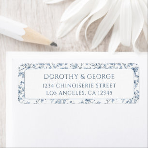 Elegant Blue Chinoiserie Wedding Return Address Label